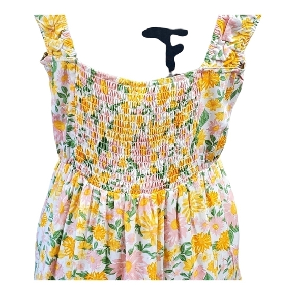 Planet Heart Sz L Yellow Floral Summer Dress 100% Rayon NWT - Picture 7 of 12